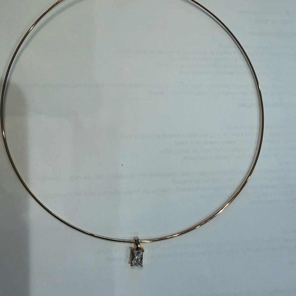 Gold Collar Necklace Rectangle cz pendant